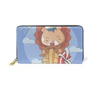 Blue Sailor Lion Wallet Real Leather Purse Credit Card Holder for Women Phone Girl