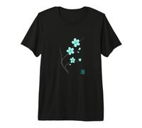 Blue Sakura Cherry Blossom Tree Branch Minimalist Japanese Premium T-Shirt
