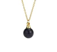 Blue Sand Crystal Necklace with Golden Chain,Essential Oils Diffuser Necklaces for Women Fshion Small Ball Pendant Chork Amulet Jewelry Gifts for Girls Birthday Christmas Blue Sand
