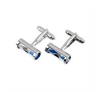 Blue Sand Timer Cufflinks - Elegant Timepiece Cuff Links for Business & Formal Wear