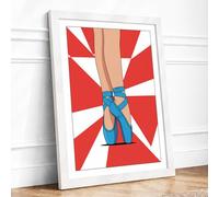 Blue Sandal Sunburst Modern Framed Wall Art Print A1 (84.1×59.4cm) White, Wall Decor for Living Room, Bedroom, Office & Home, Ready to Hang, Art Gift