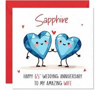 Blue Sapphire Anniversary Card for Wife - 65th Wedding Anniversary Cards for Wife from Husband Cute Anniversaries Greeting Cards