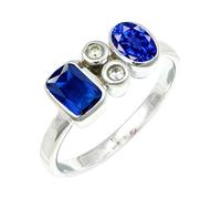 Blue Sapphire Gemstone Silver Plated Ring Women Jewelry C1152AO_P