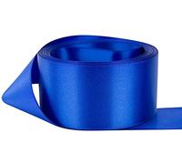 Blue Satin Ribbon - 50mm Wide - 3 Meters - Many Colours - Buy 3 & Get 1 Free (Blue) for Gifts Wrap Sew Party, Decorations Events Dress Wedding Christmas Crafts, Bows Car, Floral Hairs DIY Cake