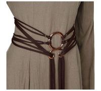 Blue Scarves Women's Nordic Witch Belt Extra Long Medieval Rope Ring Knotted Belt Accessories Men's Scarf Hat Gloves Set, coffee, One Size