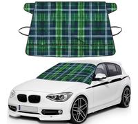 Blue Scottish Tartan Print Car Windshield Snow Cover, Windshield Cover For Ice And Snow Automotive Accessories