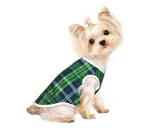 Blue Scottish Tartan Print Comfortable Pet Vest, Sleeveless Breathable Top, for Small Puppy Kitten Daily Wear