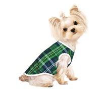 Blue Scottish Tartan print Dog Clothes T Shirts for Small Dogs Breathable Puppy Kitten Dog Shirts for Pet Dogs Cats