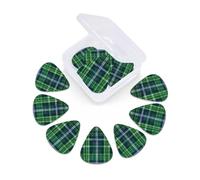 Blue Scottish Tartan print Guitar Picks 12 Pack, Mixed (0.46-0.96mm) with Storage Case for Guitar,ukulele