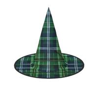 Blue Scottish Tartan Print Halloween Witch Hat For Men And Women Halloween Hat Cosplay Party Decorations, Black, 2 PCS