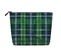 Blue Scottish Tartan Print Makeup Bag Travel Toiletry Bag,Travel Makeup Bag,Portable Women Makeup Organizer Case