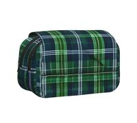 Blue Scottish Tartan print Makeup Cosmetic Bag Stationary Kawaii Pencil Box Pouch Gadget Organizer Bag with Zipper