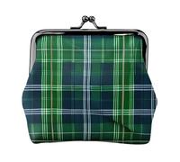 Blue Scottish Tartan Print Stylish Unique Coin Purse Cute Mini Wallet with Kiss Lock Waterproof for Coins
