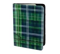 Blue Scottish Tartan print Travel Wallet Passport Holder Case for Family Leather Passport Cover for Men Women, Black, One Size