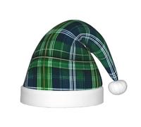 Blue Scottish Tartan Print Unisex Xmas Holiday Hat Santa Claus Hat For For Christmas New Year Festive Party