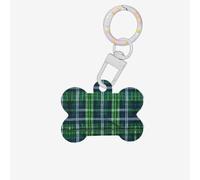Blue Scottish Tartan Printing Dog Tag Bone Shaped Double Sided Pattern Dog Id Tags Bone Shaped Pet Name Tags Dog Collar Tags