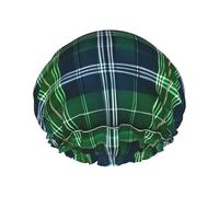 Blue Scottish Tartan Shower Cap For Women, Reusable Shower Cap, Waterproof Bath Cap For Women Long Hair