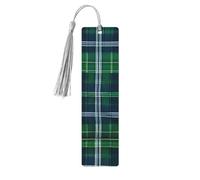 Blue Scottish Tartan Tassel Bookmarks Set for Women, 5 Pc Wooden Book Study Supplies Accessories for Reading