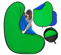 Blue Screen Green Screen Backdrop Double Sided Collapsible Green Screen with Stand and Carrying Bag,Portable Pop Up Green Screen Background for Streaming (Blue Green Screen, 59.1 * 78.7")