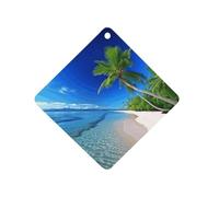 Blue Sea Coconut Tree Car Air Freshener Hanging, Long Lasting Scented Car Aromatherapy Tablets, Rhombus Fragrance Scented Cards for Vehicles, Bedroom, Wardrobe Black-style