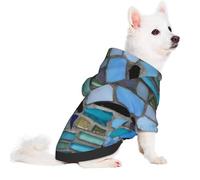Blue Sea Glass Mosaic Light Dog Hoodie, Winter Warm Stretchy Pet Sweater for Small Medium and Large Dogs X-Large