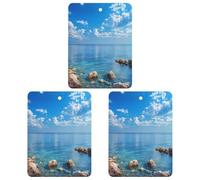 Blue Sea Ocean Car Air Freshener 3-pack Aromatherapy Tablets Hanging Scented Cards for Rooms Bathrooms Wardrobe Square