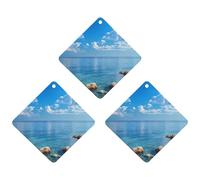 Blue Sea Ocean Car Air Freshener 3-pack Aromatherapy Tablets Hanging Scented Cards for Rooms Bathrooms Wardrobe Rhombus