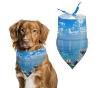 Blue Sea Ocean Dog Scarf Triangle Bandana Happy Easter Soft Puppy Scarfs Gifts for Medium Large Pets