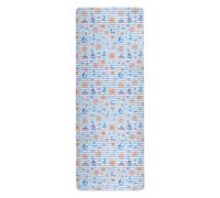 Blue Sea Ocean Stripe travel yoga mat for home gym printed, non slip, yoga towel non slip with bags tapete para ejercicio 71x26 inches