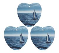 Blue Sea Sailboat Car Air Freshener, 3 Pcs Love form Hanging Air Freshener Cards, Long Lasting Fragrance Scented Cards for Car, Home, Office Gray-style