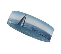 Blue Sea Sailboat Headbands for Women & Men Sports Headband, Fits All Head Sizes, Ultra Absorbent & Non-Slip Sweatband for Running, Yoga, Gym