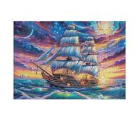 Blue Sea Sailing 300 Piece Complete Jigsaw Puzzle Set Deep Vessel Surge Teens Beginners Educational Challenge Puzzle Fans Group Play Anniversary Fathers Thick Cardboard 300 PCS