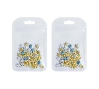 Blue Sea Shell Nail Art Charms Gold and Silver Seashell Starfish Nail Charms 3D Summer Nail Design Charms White Nail Pearls Metallic Nail Gems Ocean Nail Decorations Sea Nail Accessories for Women