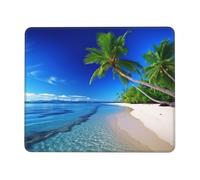 Blue Sea Sky Coconut Tree Mouse Pad with Stitched Edge, Comfortable Mouse Pads with Non-Slip Rubber Base Gaming Mouse Mat Washable Mousepads Computers Laptop Desk Accessories for Office 7.9 x 9.5 in