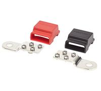 Blue Sea Systems 2340 Battery Terminal Mount Tin-plated Copper BusBars, Positive and Negative with 4 x 10-24" Stainless Screws, 32V, 100A,Red/Black