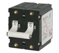 Blue Sea Systems 7238 A-Series White Toggle Circuit Breaker, Double Pole, 30A