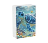 Blue Sea Turtle in Ocean Cigarette Case 85mm King Size, Crushproof Plastic Cigarette Box Holder for Men Women Cigar Protective Cover Waterproof Cigarettes Holder 20 Capacity