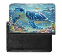 Blue Sea Turtle in Ocean Passport Holder Passport Cover Protector Essentials with Credit Card Slots for Women Men