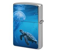 Blue Sea Turtle Lighter Case Metal Double-Sided Lighter Cover Pocket Lighters Sleeve Windproof Lighters Accessories for Men Women