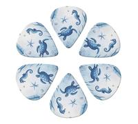 Blue Sea Turtle Seahorse Ocean Life Guitar Picks 6 Pack Thin Medium Heavy Thickness Guitars Pick For Acoustic Electric Guitar Ukulele Bass 0.71mm
