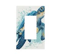 Blue Sea Turtle Swimming Light Switch Wall Plate Faceplate Cover Single Rocker 1 Gang Decorator Outlet Receptacle Covers for Home Kitchen Room Bathroom Decor