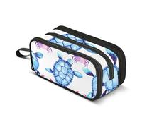 Blue Sea Turtles Purple Crabs Pencils Pouch Zipper Pencil Case Pencil Storage Bags Cute Pen Pouch Girls Floral Pink Adults Kids Back to School Organizer 8.86x3.54x4.33in