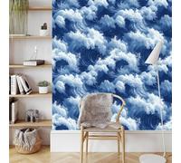 Blue Sea Waves Self Adhesive Wallpaper Landscape Contact Paper Peel and Stick Wallpaper Thicken Waterproof Matte with Sticky Back Canvas Wall Cabinets Furniture Stickers Decorate 0.45×20 m