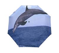Blue Sea Whale Cute Animal Automatic Foldable Umbrella UV Protection Auto Open Close Folding Sun Blocking Umbrellas for Travel Women Boys Girls