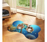 Blue Seahorse Bone Shaped Absorbent Dog Feeding Mat
