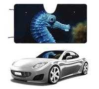 Blue Seahorse Car Windshield Sun Shade Keep Car Interior Cool 55"x30" Folding Front Window Sun Shade, Heat Shield for SUV, Truck, Blocks UV