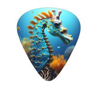 Blue Seahorse Guitar picks, 12 pieces per pack, 3 different thicknesses, suitable for guitar, bass, ukulele and other instruments.