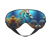 Blue Seahorse Print Eye Mask for Comfortable Sleep â€“ Elastic Nighttime Shade, Perfect for Plane, Travel, and Meditation