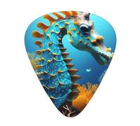 Blue Seahorse Printed guitar picks - three thicknesses: thin, medium and thick, suitable for electric guitar, bass and ukulele.