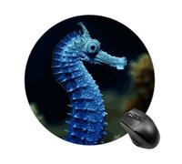 Blue Seahorse Round Mouse Pad Smooth Glide Gaming Mousepad Extra Density Portable Comfortable Mouse Mat for Desk, Home, Office 7.8x7.8 Inches
